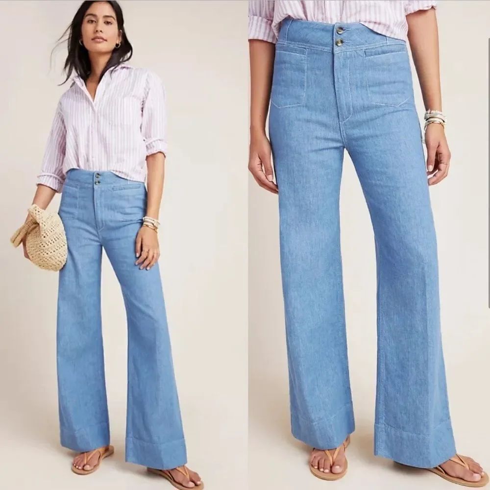 Pilcro and the Letterpress HR Wide Leg Trouser Jean Light Wash 30